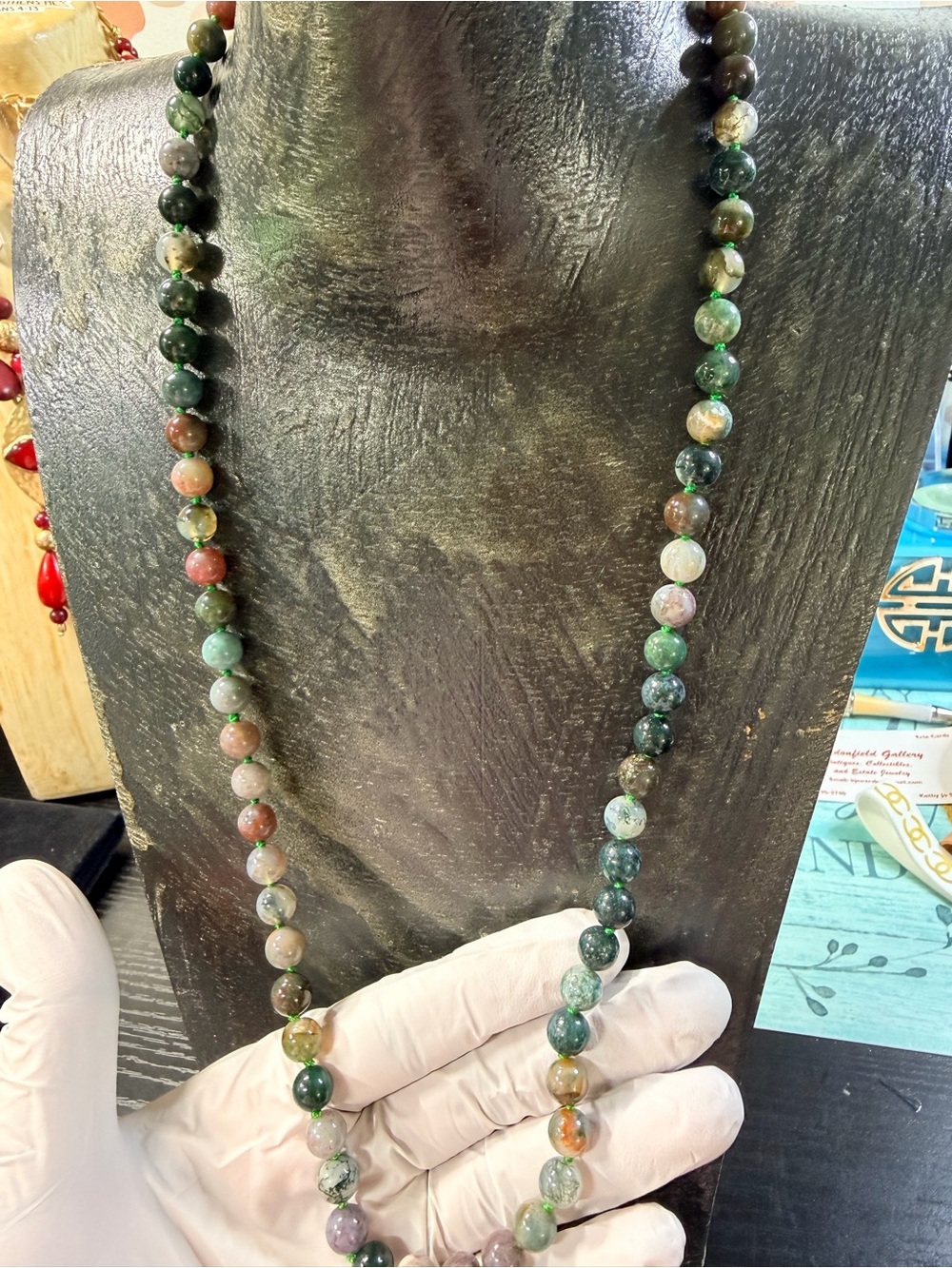 genuine stone “tested *moss agate double knotted as is no return